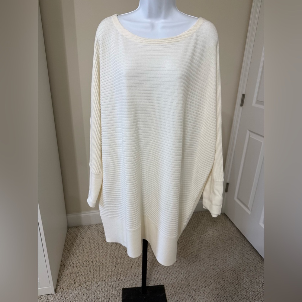 NWT EILEEN FISHER Wool Rib-Detail
Bateau-Neck Tunic soft white Sz XL